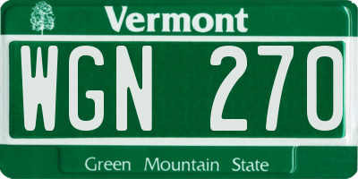 VT license plate WGN270