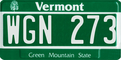 VT license plate WGN273