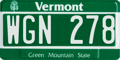 VT license plate WGN278