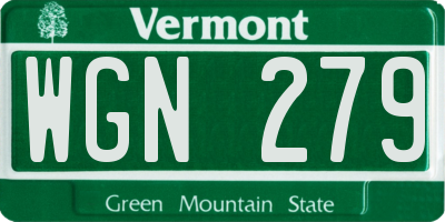 VT license plate WGN279