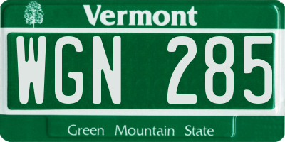 VT license plate WGN285