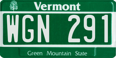 VT license plate WGN291