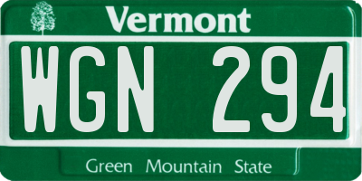VT license plate WGN294
