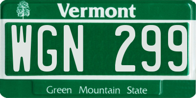 VT license plate WGN299