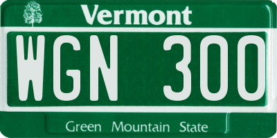 VT license plate WGN300