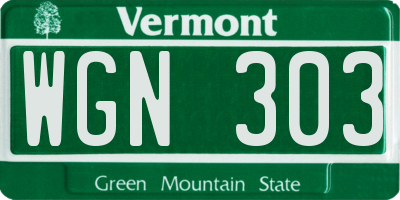 VT license plate WGN303