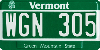 VT license plate WGN305