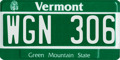 VT license plate WGN306