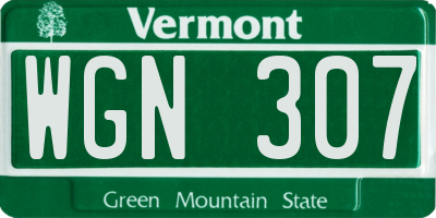 VT license plate WGN307