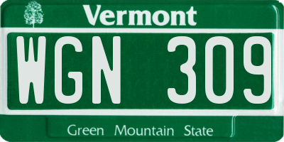 VT license plate WGN309