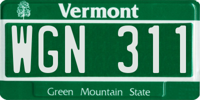 VT license plate WGN311