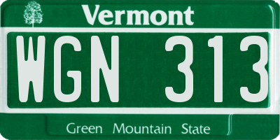 VT license plate WGN313