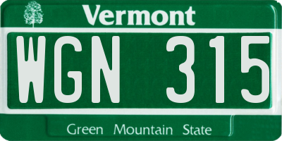 VT license plate WGN315