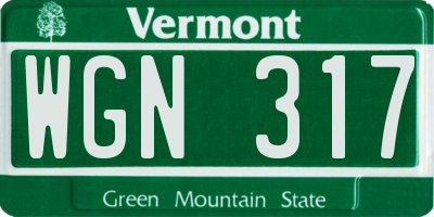 VT license plate WGN317