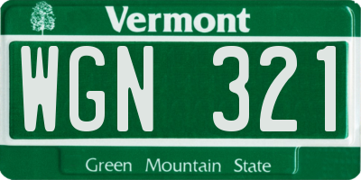 VT license plate WGN321