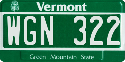 VT license plate WGN322