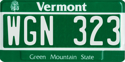 VT license plate WGN323