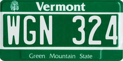 VT license plate WGN324