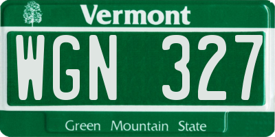 VT license plate WGN327