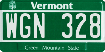 VT license plate WGN328