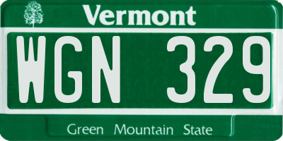 VT license plate WGN329