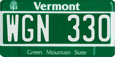 VT license plate WGN330