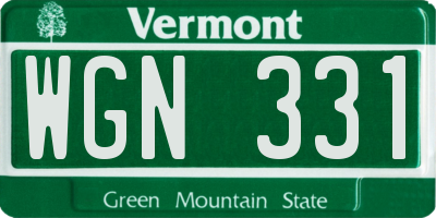 VT license plate WGN331