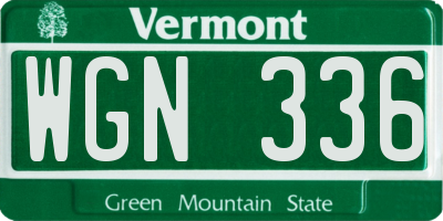 VT license plate WGN336