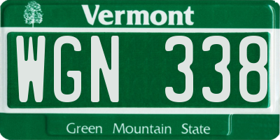 VT license plate WGN338