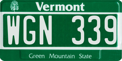 VT license plate WGN339