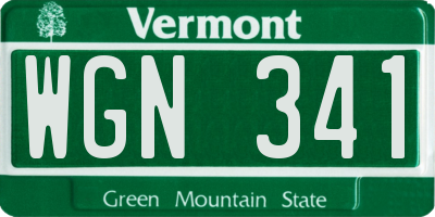 VT license plate WGN341