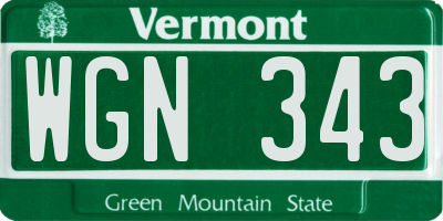 VT license plate WGN343