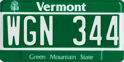 VT license plate WGN344