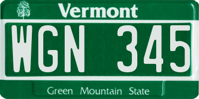 VT license plate WGN345