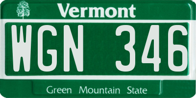 VT license plate WGN346