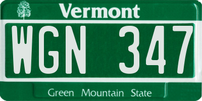 VT license plate WGN347