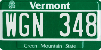 VT license plate WGN348