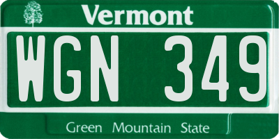 VT license plate WGN349