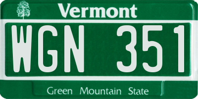 VT license plate WGN351