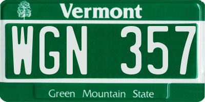 VT license plate WGN357