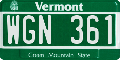 VT license plate WGN361