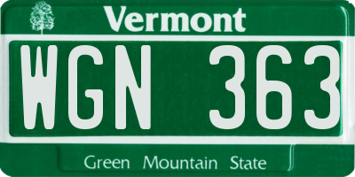 VT license plate WGN363