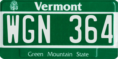 VT license plate WGN364