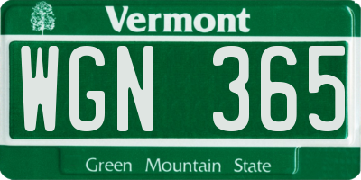 VT license plate WGN365