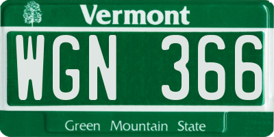 VT license plate WGN366