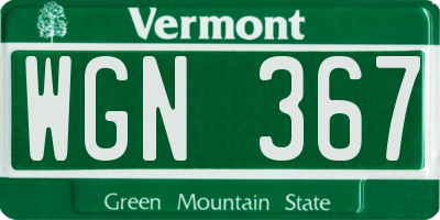 VT license plate WGN367