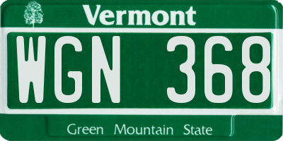 VT license plate WGN368