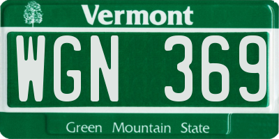 VT license plate WGN369