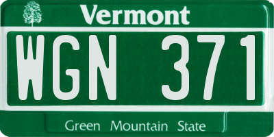 VT license plate WGN371