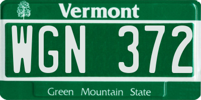 VT license plate WGN372
